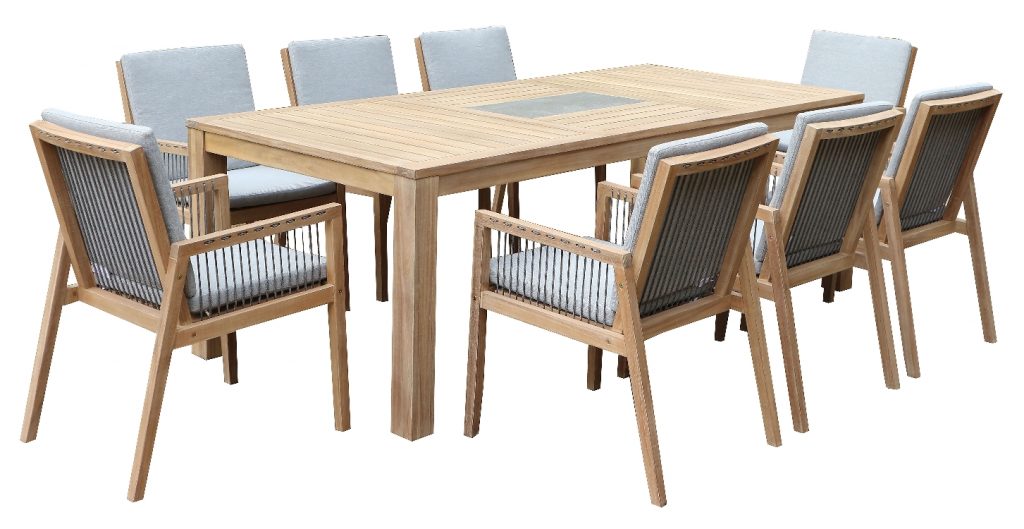 Canberra Premium Outdoor Wood Dining Set 9piece garden furniture
