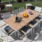 Amsterdam Aluminum Outdoor Dining Set with TEAK Table Top – 9 pieces garden dining set X leg